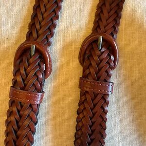 100% Leather Braided Suspenders in Brown made in Argentina